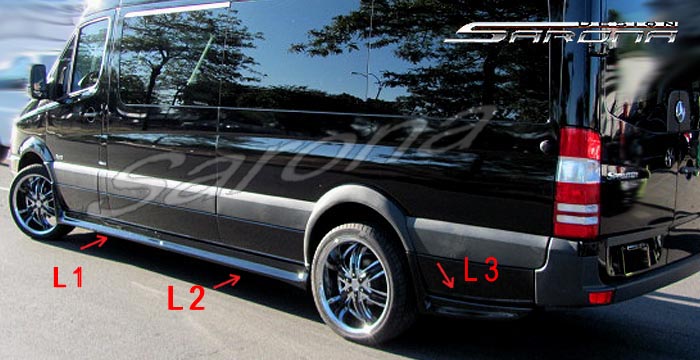 Custom Mercedes Sprinter  Long Wheel Base Side Skirts (2019 - 2023) - $980.00 (Part #MB-075-SS)